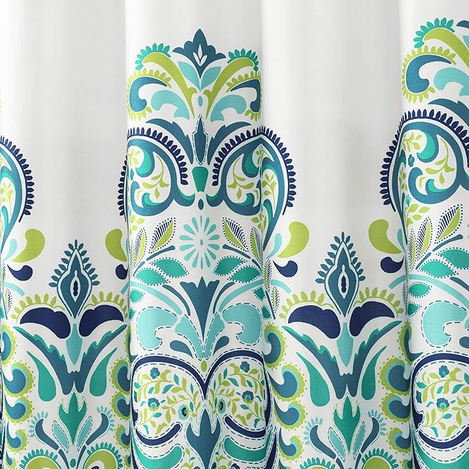 Lush Decor Clara Shower Curtain Single 72" W x 72" L Blue & Green - Fabric Shower Curtains for Bathroom - Colorful Bathroom Curtain - Boho Décor