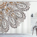 Ambesonne Mandala Shower Curtain, Edge of Mandala Pattern Detailed Paisley Mystic Traditional Design, Cloth Fabric Bathroom Decor Set with Hooks, 69" W x 70" L, Almond Ecru