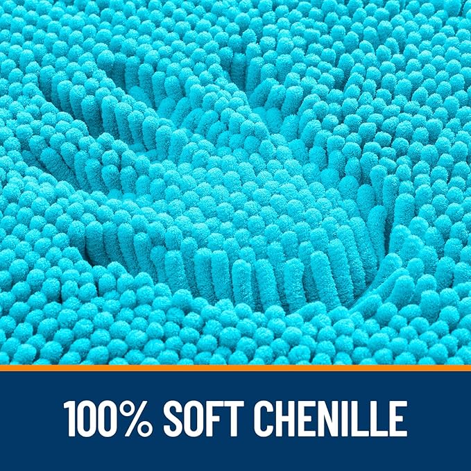 OLANLY Toilet Rugs U-Shaped 24x20, Extra Soft Absorbent Chenille Contour Bathroom Rugs for Toilet, Dry Quickly, Machine Washable, Non-Slip Bath Mat, Aqua Sky