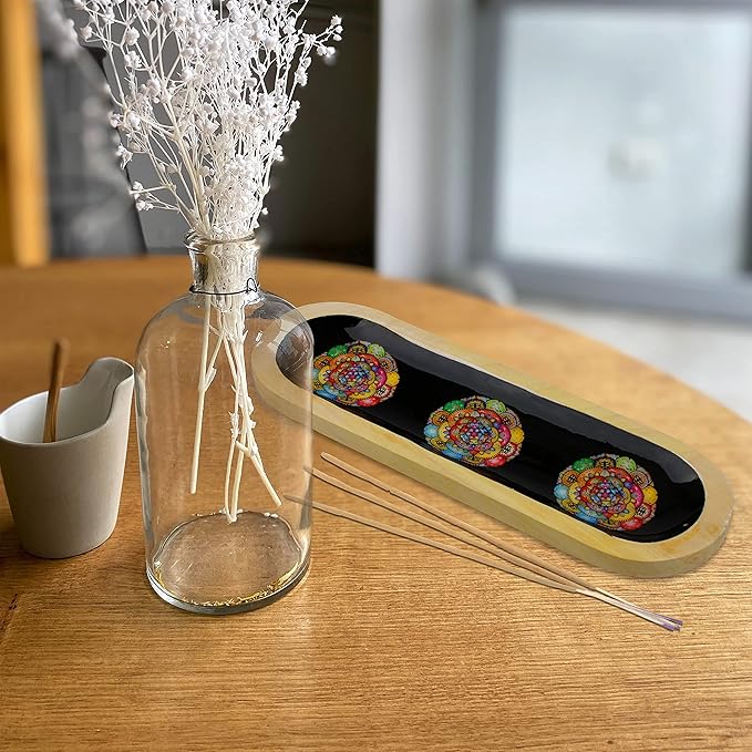 AAKRITI Wooden Incense Holder Wood | Exclusive 2-in-1 Multitasking Design | Natural & 100% Eco-Friendly | Perfect for Housewarming, Christmas, Birthday, (Mandala)……