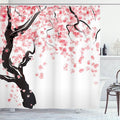 Ambesonne Floral Shower Curtain, Dogwood Tree Blossom in Watercolor Painting Effect Spring Season Theme Pinkish Tones, Cloth Fabric Bathroom Decor Set with Hooks, 69" W x 75" L, Black Pink