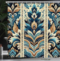 Ambesonne Vintage Shower Curtain, Ethnic Leaves and Flourishing Botanical Balance Folkloric Influences, Cloth Fabric Bathroom Decor Set with Hooks, 69" W x 70" L, Azure Blue and Sand Brown