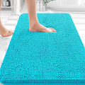 OLANLY Bathroom Rugs 30x18, Extra Soft Absorbent Chenille Bath Rugs, Rubber Backing Quick Dry, Machine Washable Bath Mats for Bathroom Floor, Tub and Shower, Home Decor Accessories, Aqua Sky