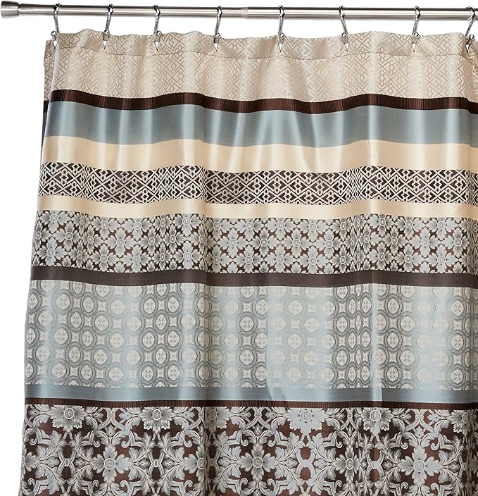 Madison Park Princeton Geometric Jacquard Fabric, Transitional Shower Curtains for Bathroom, 72 X 72, Blue, MP70-3039, 72x72