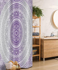 Ambesonne Grey and Purple Stall Shower Curtain, Eastern Traditional of Cosmos Pattern Boho Ombre Mandala Design Print, Fabric Bathroom Decor Set with Hooks, 36" W x 72" L, Purple White