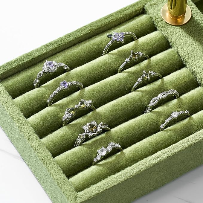 bussdis 2 Tier Bracelet Holder Display, Necklace Holder Organizer, Green | Velvet Necklace Holder | Jewelry Tree | Jewelry Towers | Jewelry Stand Organizer for Necklaces, Bracelets, Earrings, Rings