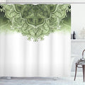 Ambesonne Moroccan Shower Curtain, Floral Art Vintage Style Eastern Architectural Elements Oriental Pattern, Cloth Fabric Bathroom Decor Set with Hooks, 69" W x 75" L, Light Green