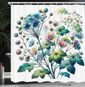 Ambesonne Floral Shower Curtain, Trippy and Bold Colorful Wild Flowers in a Spring Morning on Plain Back, Cloth Fabric Bathroom Decor Set with Hooks, 69" W x 70" L, Teal Green Multicolor