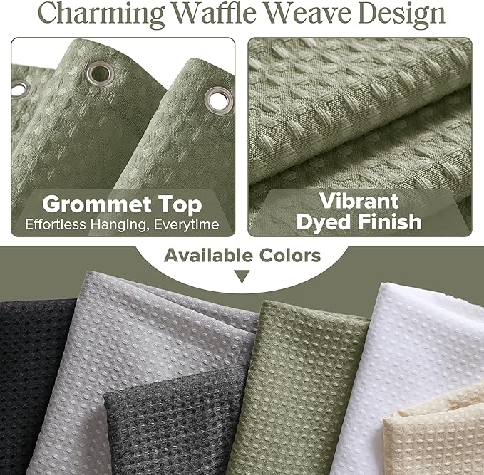 Madison Park Shower Curtain Waffle Weave, Vibrant Dyed, Waffle Shower Curtain 3M Scotchgard Moisture Management, Farmhouse Shower Curtains for Bathroom, Standard: 72x72 Sage Green