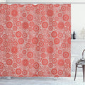 Ambesonne Geometric Shower Curtain, Different Sized Circles and Rounds Simple Style Graphic Print Shabby Home, Cloth Fabric Bathroom Decor Set with Hooks, 69" W x 70" L, Dark Salmon