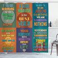 Ambesonne Saying Shower Curtain, Group of Unusual and Inspirational Words Artwork Right Attitude, Cloth Fabric Bathroom Decor Set with Hooks, 69" W x 70" L, Mustard and Teal