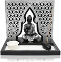 Zen Garden Candle Holder Home Decor - Buddha Incense Stick Holder Office Desk Accessories - Zen Garden Sand Office Decor - Buddha Statue Table Top - 12" x 12"
