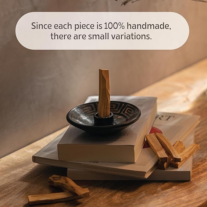 Palo Santo Holder with 5 Sticks - Luna Sundara Handmade Ceramic Incense Burner - Blue Chulucanas Pottery from Peru - Smudge Bowl for Sage - Aromatherapy Gift Set