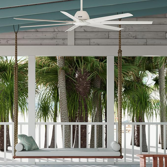 Hunter Downtown Indoor/Outdoor Ceiling Fan, Wall Control (Matte White, 72 inch)