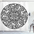 Ambesonne Gothic Shower Curtain, Renaissance Pattern Victorian Style Antique Mystical Gothic Medieval, Cloth Fabric Bathroom Decor Set with Hooks, 69" W X 70" L, Black and White