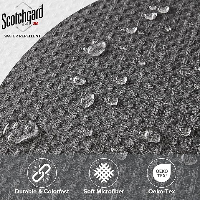 Madison Park Shower Curtain Waffle Weave, Cationic Dyed, Waffle Shower Curtain 3M Scotchgard Moisture Management, Farmhouse Wide Shower Curtains for Bathroom, Extra Width: 108"x72" Charcoal