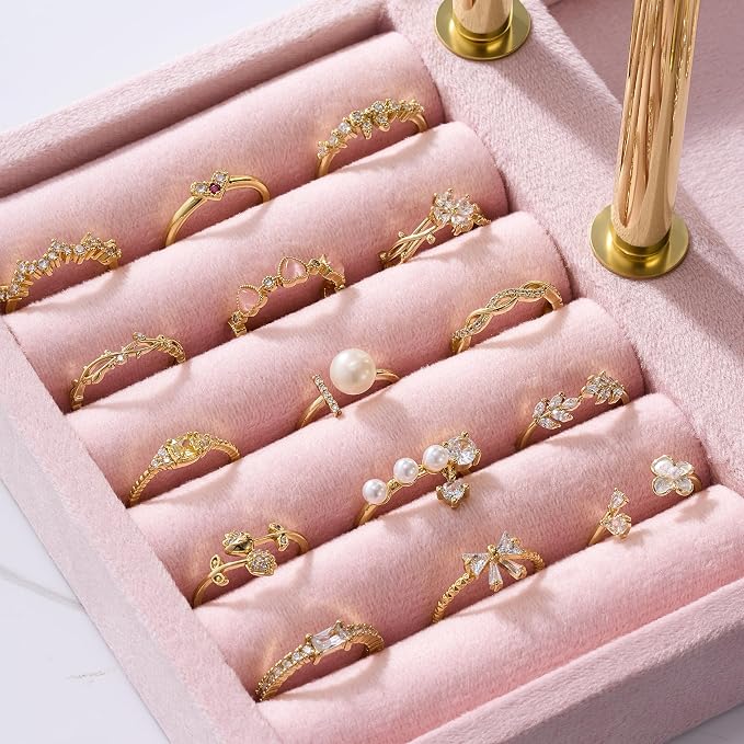 Jewelry Organizer Stand Display, 3 Tier Velvet Bracelet Holder, Pink | Jewelry Organizers and Storage | Jewelry Tree | Jewelry Towers for Necklaces, Bracelets, Earrings, Rings
