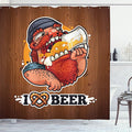 Ambesonne Manly Shower Curtain, Man Drinking Beer Beverage Glass Mustache Beard Enjoyment Rural, Cloth Fabric Bathroom Decor Set with Hooks, 69" W x 70" L, Pale Caramel