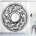 Ambesonne Celtic Shower Curtain, Royal Style Circular Brooch Design Antique Traditional Scottish Motif Print, Cloth Fabric Bathroom Decor Set with Hooks, 69" W x 70" L, Grey and White