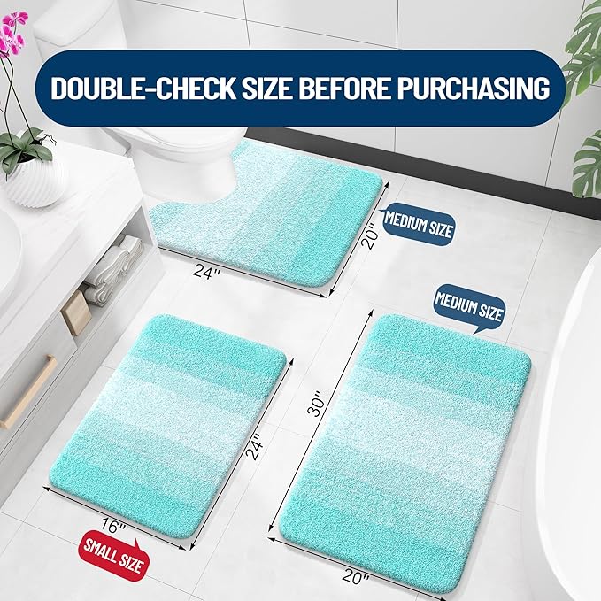 OLANLY Bathroom Rugs Mat 36x24, Extra Soft Absorbent Microfiber Bath Rugs, Rubber Backing, Quick Dry, Machine Washable Bath Mats for Bathroom Floor, Tub and Shower, Home Decor Accessories, Teal