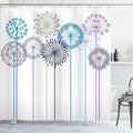 Ambesonne Floral Shower Curtain, Flower Inspired Artwork Colorful Dandelions on White Background Illustration Print, Cloth Fabric Bathroom Decor Set with Hooks, 69" W x 70" L, Deep Sky