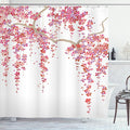 Ambesonne Flower Shower Curtain, Cherry Blossom of Trees on a Branch Springtime of Happy Vacation Traveling Destinations Artwork, Cloth Fabric Bathroom Set with Hooks, 69" W x 70" L, Purple Cocoa