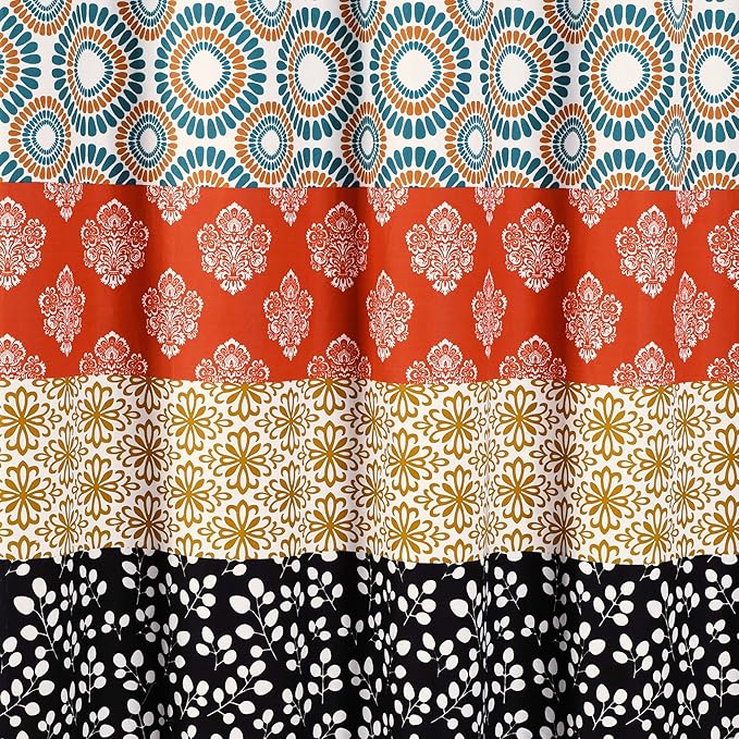 Lush Decor Shower Curtain, Turquoise & Orange | Bohemian Stripe | 72"W x 72"L | Pack of 6