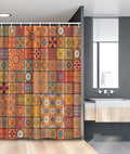 Ambesonne Moroccan Stall Shower Curtain, Group of Moroccan Geometric Patterns Floral Ornamental Patchwork Print, Fabric Bathroom Decor Set with Hooks, 54" W x 78" L, Marigold Orange