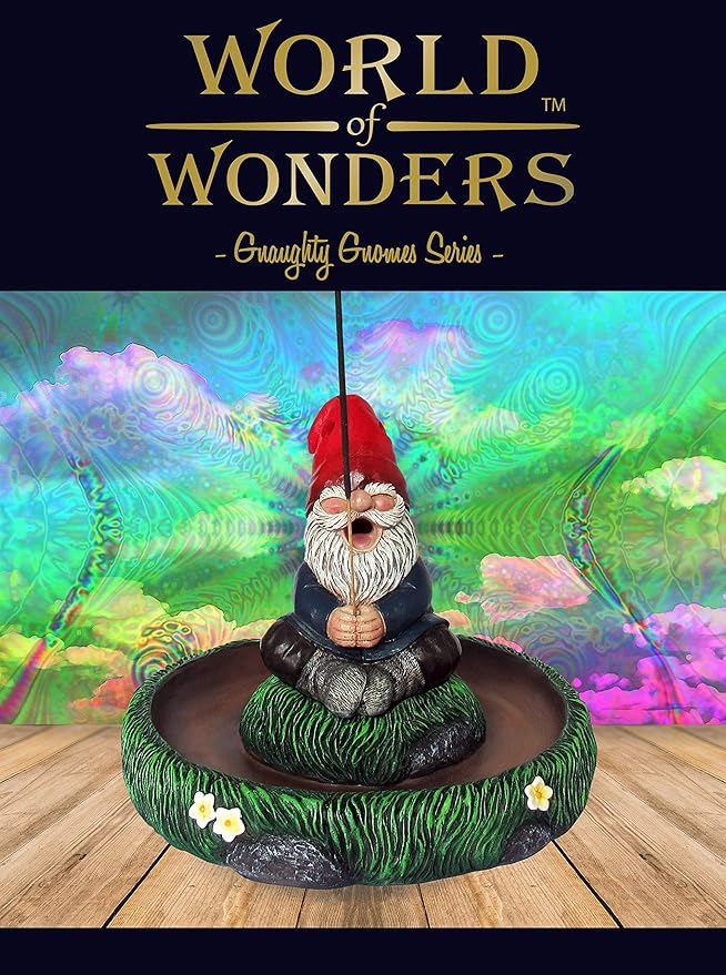 World of Wonders Ol' Smokey Gnaughty Gnomes Series Garden Gnome Incense Holder | Meditation Gifts for your Home Office | Home Fragrance Products and Aroma Therapy - 7.5"