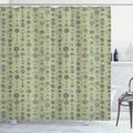 Ambesonne Abstract Shower Curtain, Hand Drawn Sketchy Round Shaped Polka Dots Art Print, Cloth Fabric Bathroom Decor Set with Hooks, 69" W x 70" L, Olive Green Pale Green