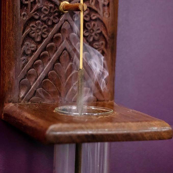 Handcrafted Wooden Unique Inverse Incense Holder with Efficient Ash Catcher Testube Design – Ideal Gift Option, Yoga Spaces, spa Corners, Altar Tables, and Mindful Living