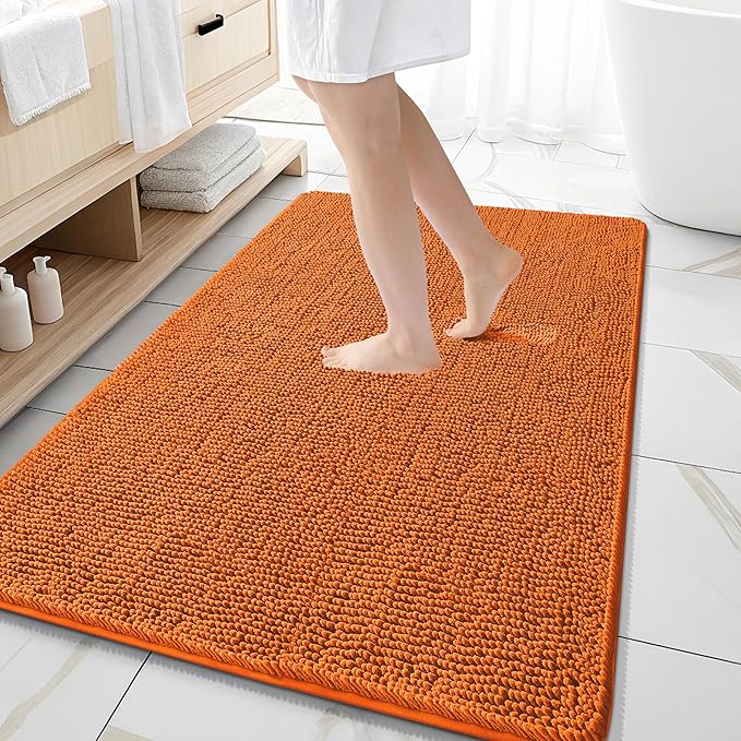 OLANLY Large Bathroom Rugs 59x35, Extra Soft Absorbent Chenille Bath Rugs, Rubber Backing Quick Dry, Machine Washable Bath Mats for Bathroom Floor, Tub and Shower, Home Decor Accessories, Clay