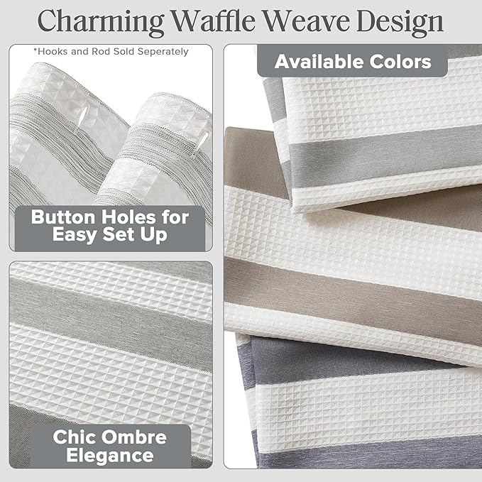 Madison Park Shower Curtain Spa Waffle Weave Extra Long Shower Curtain for Bathroom 3M Scotchgard Moisture Management, Spa Quality Modern Shower Curtains for Bathroom, Extra Long 72"x84" Grey Ombre