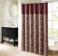 Madison Park Aubrey Shower Curtain Paisley Jacquard Pieced Microfiber Faux Silk Modern Home Bathroom Decorations, 72x72, Burgundy