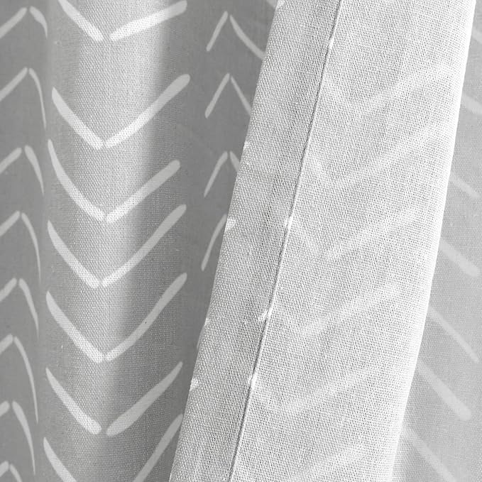 Lush Decor Hygge Modern Arrow Linen Look Shower Curtain, 72" X 72", Light Gray