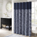 Madison Park Aubrey Shower Curtain Paisley Jacquard Pieced Microfiber Faux Silk Modern Home Bathroom Decorations Bathtub Privacy Screen, Decorative Bathroom, 72" x 72", Navy