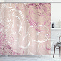 Ambesonne Floral Shower Curtain, Baroque Swirl Branches Curved Flower Leaves Shabby Form Nature Pattern, Cloth Fabric Bathroom Decor Set with Hooks, 69" W x 84" L, Eggshell Pink
