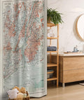 Ambesonne NYC Stall Shower Curtain, New York Old Map from End of 19th Century History Historical Antiques, Fabric Bathroom Decor Set with Hooks, 36" W x 72" L, Turquoise Beige
