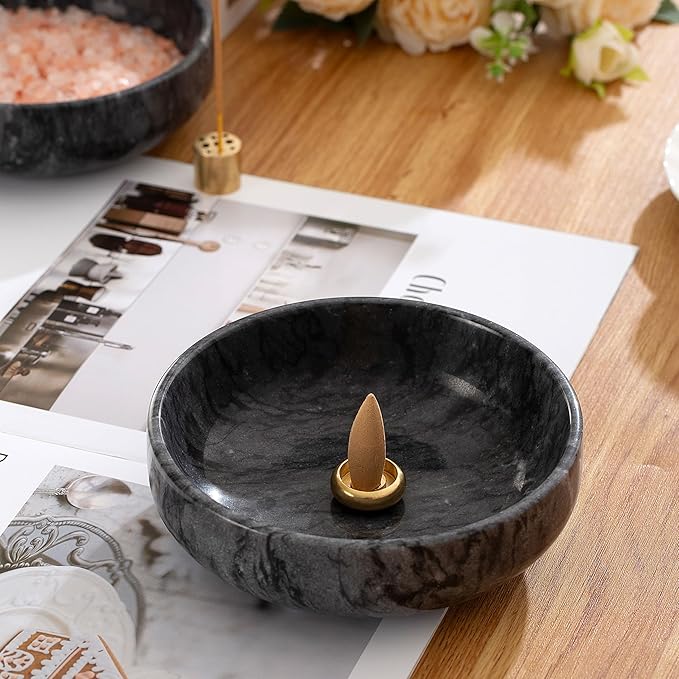 5.91 INCH Large Incense Holder, 6 in 1 Marble Incense Burner - Incense Holder for Sticks and Backflow Incense, Sage Sticks - Palo Santo Holder, Cone Incense, Candy Bowl, Mosquito Coil Holder