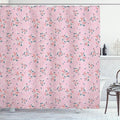 Ambesonne Vintage Shower Curtain, Romantic Shabby Form Style Inspired Flowers with Little Roses Lilacs Artwork, Cloth Fabric Bathroom Decor Set with Hooks, 69" W x 70" L, Pale Pink