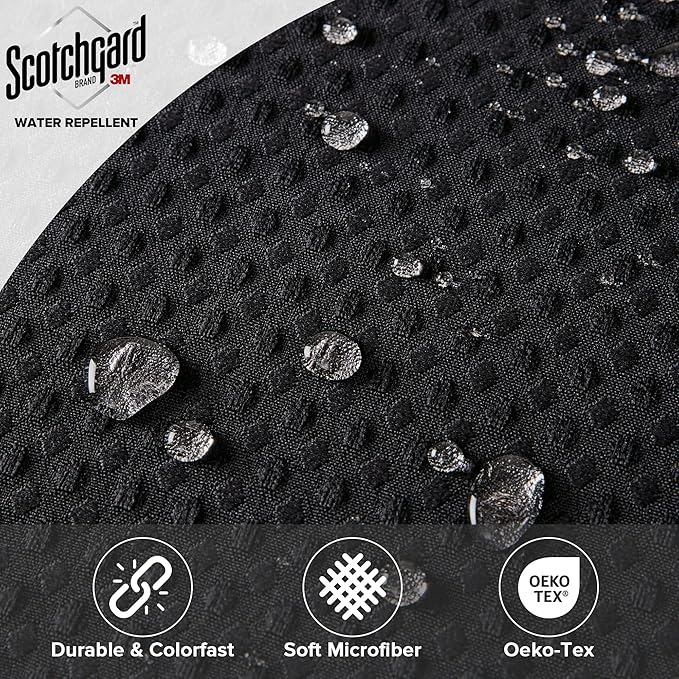 Madison Park Shower Curtain Waffle Weave, Vibrant Dyed, Waffle Shower Curtain 3M Scotchgard Moisture Management, Farmhouse Extra Long Shower Curtains for Bathroom, Extra Long: 72"x84" Black
