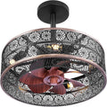 REDSTAR Small Caged Ceiling Fans with Lights, Black Industrial Ceiling Fan with Light and Remote, Farmhouse Ceiling Fan Light for Living Room, Bedroom, Kitchen