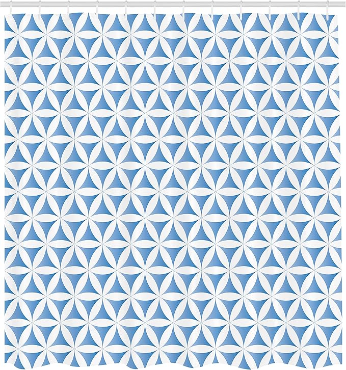 Ambesonne Abstract Shower Curtain, Flower of Life Traditional Alchemy Disc Cosmos Pattern, Cloth Fabric Bathroom Decor Set with Hooks, 69" W x 84" L, Pale White