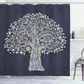 Ambesonne Tree of Life Shower Curtain, Doodle Tree Illustration Oriental Harmonious Design Mother Nature, Cloth Fabric Bathroom Decor Set with Hooks, 69" W x 75" L, Grey White