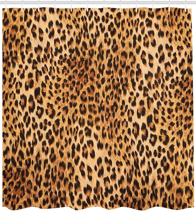 Ambesonne Animal Print Shower Curtain, Wild Animal Leopard Skin Pattern Wildlife Nature Inspired Modern Illustration, Cloth Fabric Bathroom Decor Set with Hooks, 69" W x 75" L, Brown