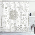 Ambesonne Science Shower Curtain, Science Theme Hand Drawn Style Chemistry Laboratory Illustration, Cloth Fabric Bathroom Decor Set with Hooks, 69" W x 70" L, White Umber