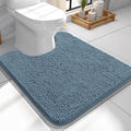 OLANLY Toilet Rugs U-Shaped 24x24, Extra Soft Absorbent Chenille Contour Bathroom Rugs for Toilet, Dry Quickly, Machine Washable, Non-Slip Bath Mat, Airy Blue