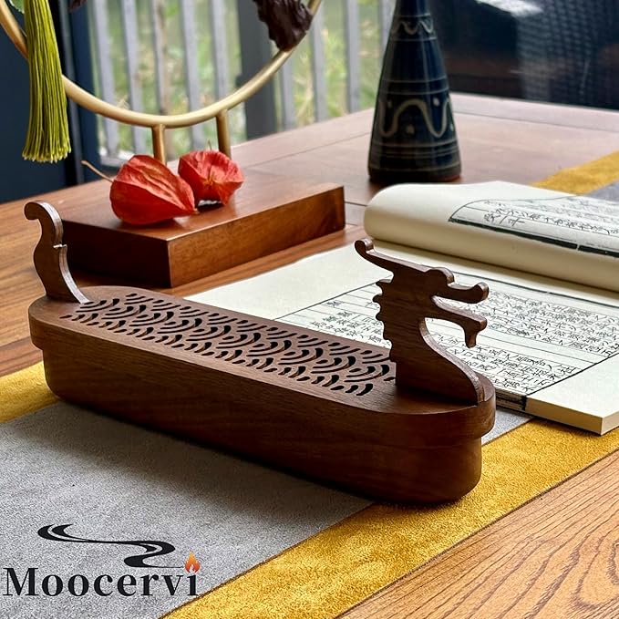 Dragon Incense Sticks Holder Burner,Boat Incense Holder Box,Wooden Incense Holder for Sticks,Blood Incense Ash Catcher,Cool Meditation Room Decor(Dragon Box)