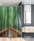 Ambesonne Jungle Stall Shower Curtain, Tropical Nature Bridge Over Trees Exotic Landscape Forest Jungle Woods Design, Fabric Bathroom Decor Set with Hooks, 54" W x 78" L, Green Brown