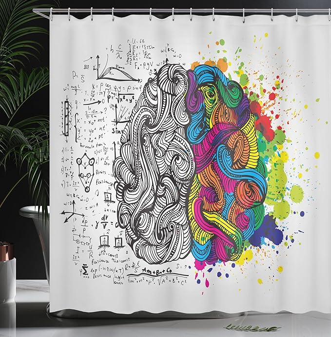 Ambesonne Watercolor Shower Curtain, Sketchy Modern Brainstorming with Brushstroke Color Splash Art, Cloth Fabric Bathroom Decor Set with Hooks, 69" W x 70" L, Hot Pink